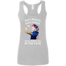 Load image into Gallery viewer, She's Beauty She's Grace She'll Punch You In The Place Tank Shirt
